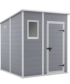 Keter Manor Pent Garden Storage Shed 6 x 6 feet - Grey, 200.6 cm*183.5 cm*183.0 cm