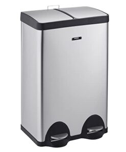 Cooks Professional Dual Recycle Pedal Bin 60L  Removable Double Compartments