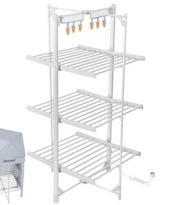 Rainberg Heated Clothes Airer, 3-Tier clothes airer with 6 Pegs