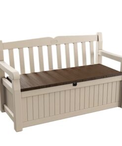 Keter Eden Bench 265L Outdoor 60% recycled Garden Furniture Storage Box Beige