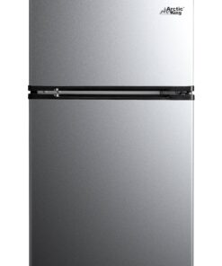 Arctic King 3.2 Cu ft Two Door Mini Fridge with Freezer, Stainless Steel, E-Star, Silver