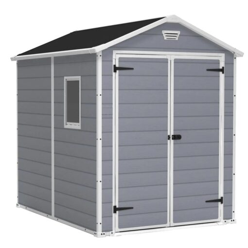 Keter Manor Plastic Garden Storage Shed 6 x 8 ft - Grey - Image 2