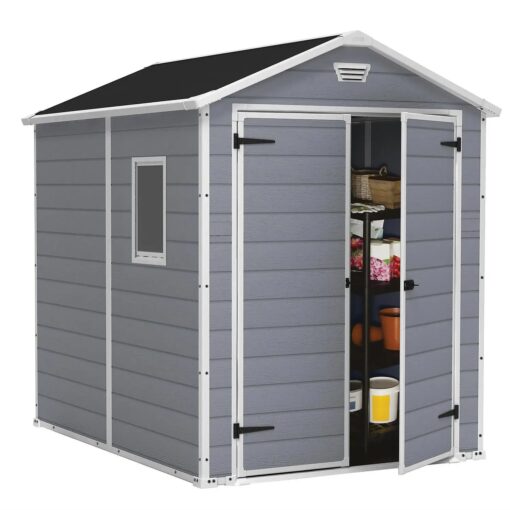 Keter Manor Plastic Garden Storage Shed 6 x 8 ft - Grey